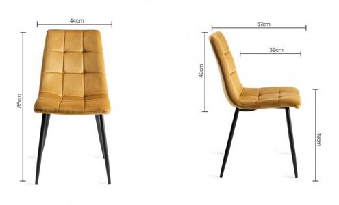 Mondrian - Mustard Velvet Fabric Chairs With Sand Black Powder Coated Legs (Pair)