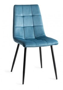 H1010-09-VPB Mondrian - Petrol Blue Velvet Fabric Chairs With Sand Black Powder Coated Legs (Pair)