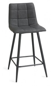 H1010-09BS-FGY Mondrian - Dark Faux Leather Bar Stools With Sand Black Powder Coated Legs (Pair)