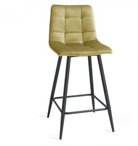 H1010-09BS-VMU Mondrian - Mustard Velvet Fabric Bar Stools With Sand Black Powder Coated Legs (Pair)