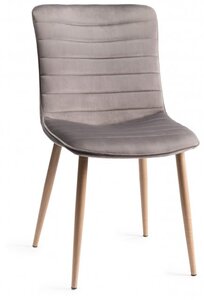 H1015-09-VGY Eriksen - Velvet Fabric Chairs With Rustic Effect Legs (Pair)