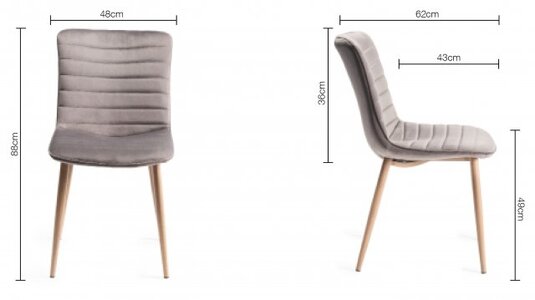 Eriksen - Velvet Fabric Chairs With Rustic Effect Legs (Pair)