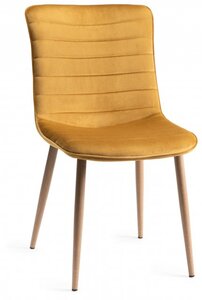 H1015-09-VMU Eriksen - Mustard Velvet Fabric Chairs With Rustic Effect Legs (Pair)