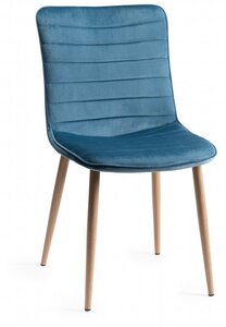 H1015-09-VPB Eriksen - Petrol Blue Velvet Fabric Chairs With Rustic Effect Legs (Pair)