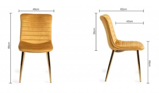 Rothko - Mustard Velvet Fabric Chairs With Matt Gold Plated Legs (Pair)