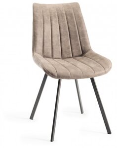 H1030-09-FTN Fontana - Tan Faux Suede Fabric Chairs With Hand Brushing On Black Powder Coated Legs (Pair)