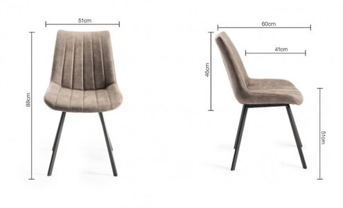 Fontana - Tan Faux Suede Fabric Chairs With Hand Brushing On Black Powder Coated Legs (Pair)