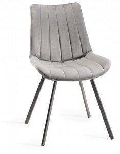 H1030-09-VGY Fontana - Velvet Fabric Chairs With Hand Brushing On Black Powder Coated Legs (Pair)