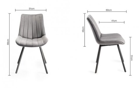 Fontana - Velvet Fabric Chairs With Hand Brushing On Black Powder Coated Legs (Pair)