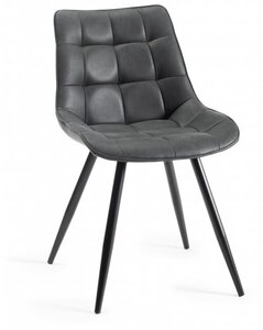 H1035-09-FBK Seurat - Dark Faux Suede Fabric Chairs With Sand Black Powder Coated Legs (Pair)