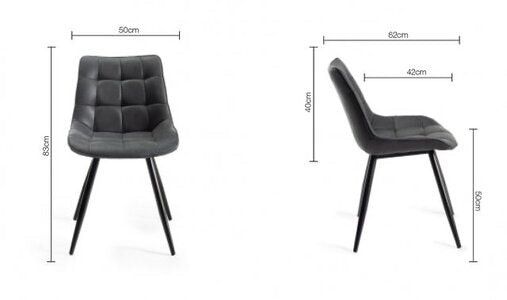 Seurat - Dark Faux Suede Fabric Chairs With Sand Black Powder Coated Legs (Pair)
