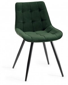 H1035-09-VGN Seurat - Green Velvet Fabric Chairs With Sand Black Powder Coated Legs (Pair)