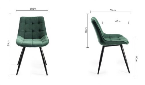 Seurat - Green Velvet Fabric Chairs With Sand Black Powder Coated Legs (Pair)