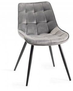H1035-09-VGY Seurat - Velvet Fabric Chairs With Sand Black Powder Coated Legs (Pair)