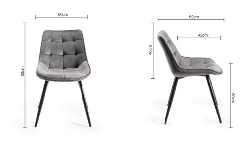 Seurat - Velvet Fabric Chairs With Sand Black Powder Coated Legs (Pair)