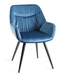 H1040-09-VPB Dali - Petrol Blue Velvet Fabric Chairs With Sand Black Powder Coated Legs (Pair)