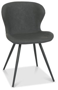 H1080-09-DGV Bistro Scoop Back Dining Chair With Black Sand Powder Coated Leg - Vintage Dark Faux Leather