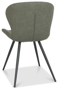 Bistro Scoop Back Dining Chair With Black Sand Powder Coated Leg - Vintage Olive Faux Leather (Pair)