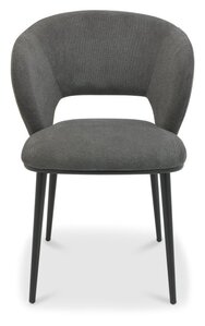 H1090-09-GRG Luca Scoop Back Dining Chair In Graphite Fabric With Matte Black Legs