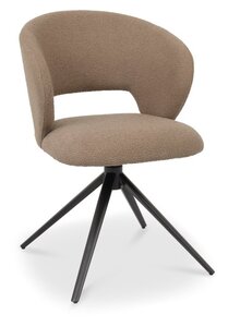 Stella Scoop Back Swivel Chair In Beige Fabric With Black Sand Powder Coated Legs (Pair)