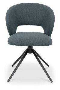 H2010-09-BLU Stella Scoop Back Swivel Chair In Blue Fabric With Black Sand Powder Coated Legs