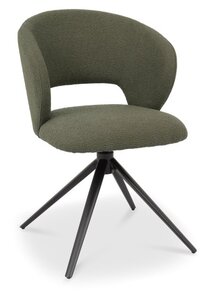 Stella Scoop Back Swivel Chair In Green Fabric With Black Sand Powder Coated Legs (Pair)