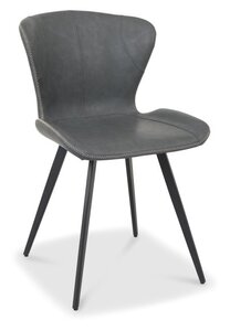 H2030-09-DGV Garcia Scoop Back Chair In Dark Vintage Faux Leather With Black Sand Powder Coated Legs