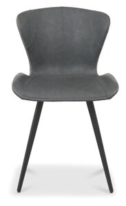 Garcia Scoop Back Chair In Dark Vintage Faux Leather With Black Sand Powder Coated Legs (Pair)