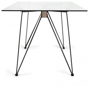 Miro Clear Tempered Glass 6 Seater Dining Table With Sand Black Powder Coated Legs
