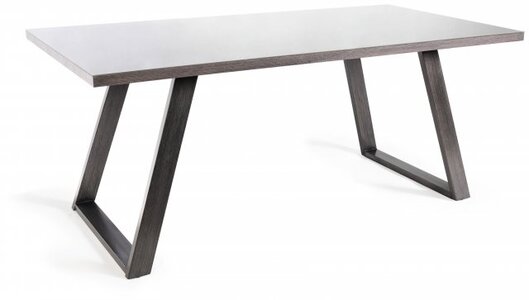 H5010-4 Hirst Painted Tempered Glass 6 Seater Dining Table With Hand Brushing On Black Powder Coated Base