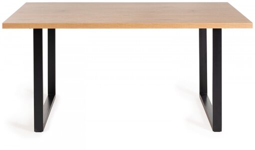 H5100-4-LU Ramsay Rustic Effect Melamine 6 Seater Dining Table With U Shape Sand Black Powder Coated Legs