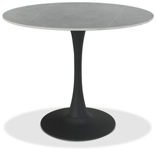 H5125-9 Bistro Matte Sintered S Circular Dining Table With Black Sand Powder Coated Base