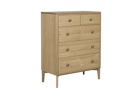 Medium Chest 5 Drawer - Oak Natural