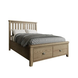 HO-46WHBDFB 4'6 Bed With Wooden Headboard And Drawer Footboard Set