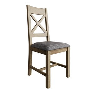 HO-CBCF-G Cross Back Chair Fabric Seat In Check Grey