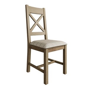 HO-CBCF-N Cross Back Chair Fabric Seat In Check Natural