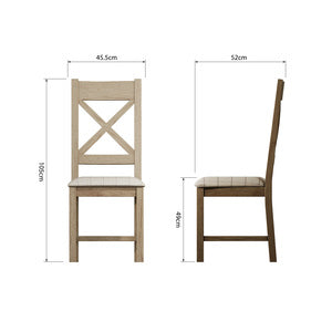 Cross Back Chair Fabric Seat In Check Natural