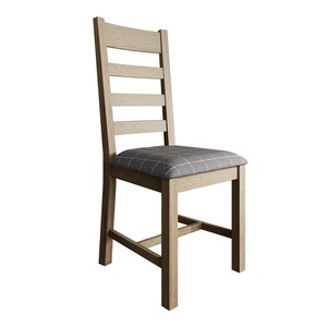 HO-CHF-G Slatted Chair Fabric Seat In Check Grey