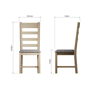 Slatted Chair Fabric Seat In Check Grey