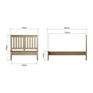 4'6 Bed With Wooden Headboard And Low Footboard Set