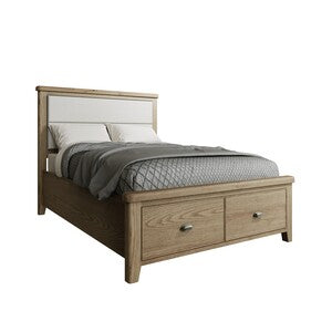 HO-46FHBDFB 4'6 Bed With Fabric Headboard And Drawer Footboard Set