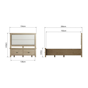 4'6 Bed With Fabric Headboard And Drawer Footboard Set