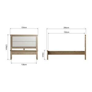 4'6 Bed With Fabric Headboard And Low Footboard Set