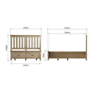 5'0 Bed With Wooden Headboard And Drawer Footboard Set