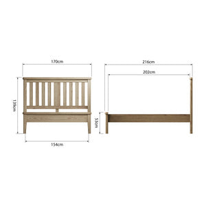 5'0 Bed With Wooden Headboard And Low Footboard Set