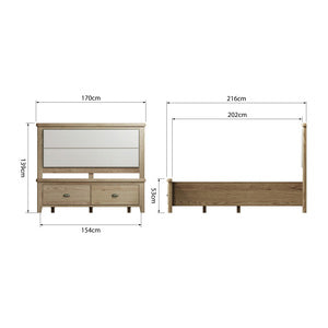 5'0 Bed With Fabric Headboard And Drawer Footboard Set