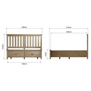 6'0 Bed With Wooden Headboard And Drawer Footboard Set