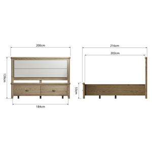 6'0 Bed With Fabric Headboard And Drawer Footboard Set