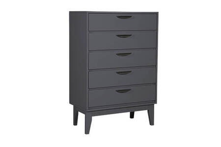 Lun-411-DKGY Tall Chest 5 Drawer - Dark Grey