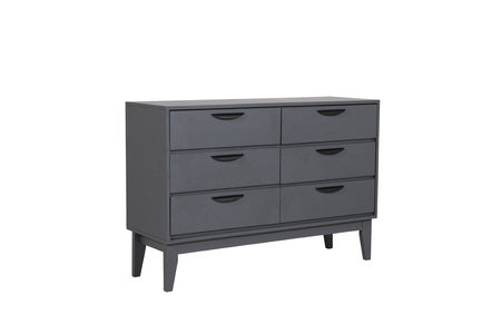Lun-413-DKGY Dressing Chest 6 Drawer- Dark Grey